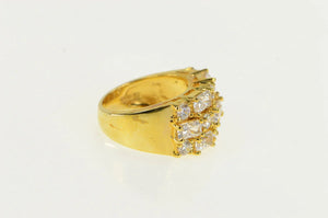 Sterling Silver Tiered Cubic Zirconia Encrusted Statement Band Ring