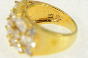 Sterling Silver Tiered Cubic Zirconia Encrusted Statement Band Ring