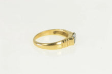 Load image into Gallery viewer, 14K Emerald Cut Blue Topaz Grooved Statement Ring Yellow Gold