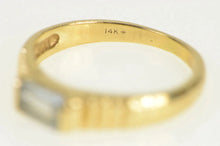 Load image into Gallery viewer, 14K Emerald Cut Blue Topaz Grooved Statement Ring Yellow Gold