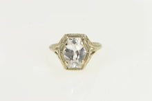 Load image into Gallery viewer, 10K Art Deco Ornate Filigree CZ Statement Vintage Ring White Gold