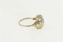Load image into Gallery viewer, 10K Art Deco Ornate Filigree CZ Statement Vintage Ring White Gold