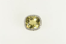 Load image into Gallery viewer, Sterling Silver Brilliant Sim. Citrine Pave CZ Squared Slide Pendant