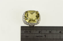 Load image into Gallery viewer, Sterling Silver Brilliant Sim. Citrine Pave CZ Squared Slide Pendant