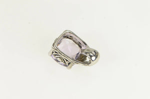 Sterling Silver Faceted Cushion Amethyst Ornate Statement Pendant