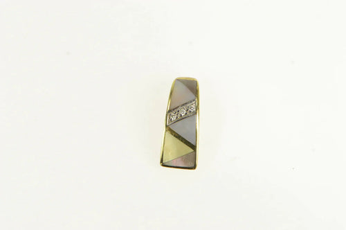 14K Asch Grossbardt Mother of Pearl Diamond Pendant Yellow Gold