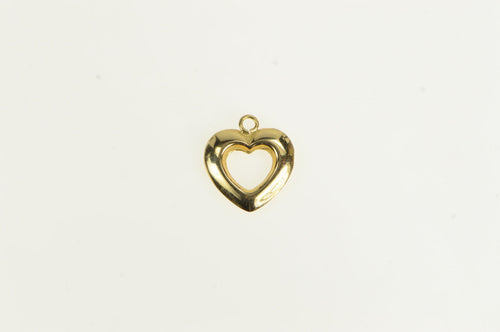 14K Puffy Heart Cut Out Love Symbol Valentine Charm/Pendant Yellow Gold