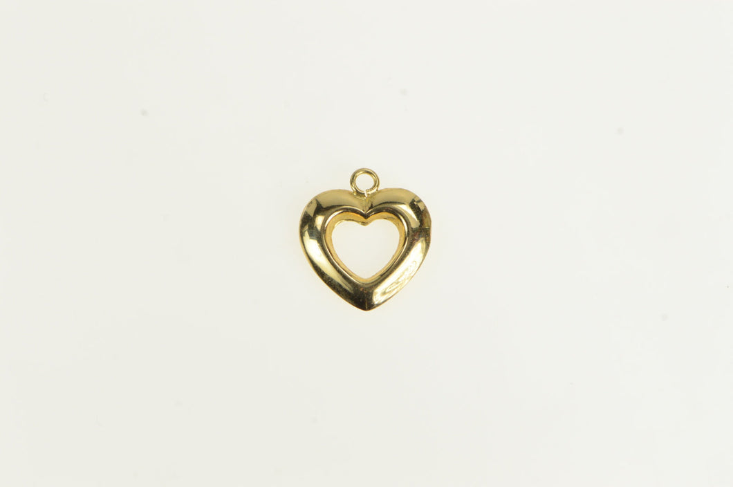 14K Puffy Heart Cut Out Love Symbol Valentine Charm/Pendant Yellow Gold