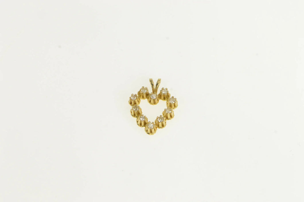 14K Diamond Inset Heart Love Symbol Vintage Charm/Pendant Yellow Gold