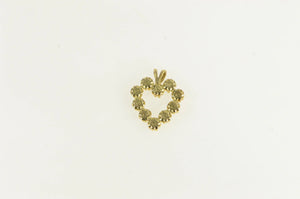 14K Diamond Inset Heart Love Symbol Vintage Charm/Pendant Yellow Gold