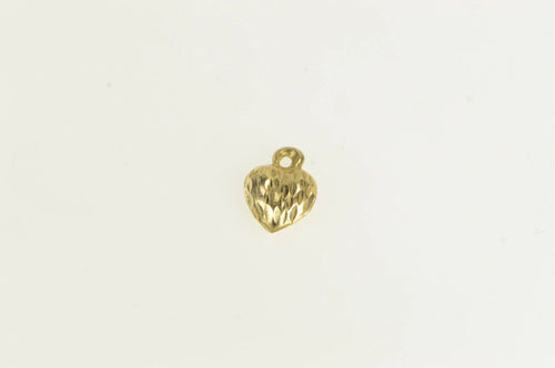 14K Diamond Cut Puffy Heart Love Symbol Charm/Pendant Yellow Gold