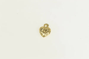 14K Diamond Cut Puffy Heart Love Symbol Charm/Pendant Yellow Gold