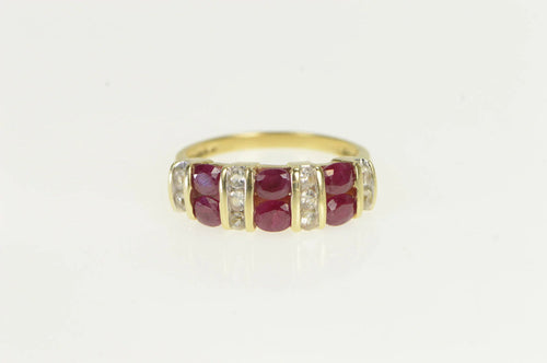 14K 2.00 Ctw Natural Ruby CZ Vintage Statement Ring Yellow Gold