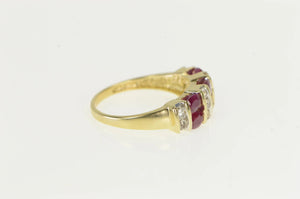 14K 2.00 Ctw Natural Ruby CZ Vintage Statement Ring Yellow Gold