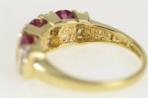 14K 2.00 Ctw Natural Ruby CZ Vintage Statement Ring Yellow Gold