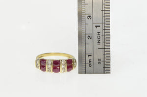 14K 2.00 Ctw Natural Ruby CZ Vintage Statement Ring Yellow Gold