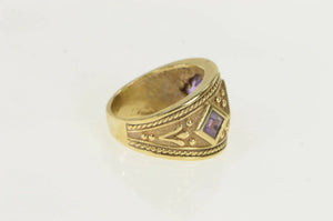 14K Peridot Amethyst Etruscan Revival Band Ring Yellow Gold