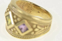 Load image into Gallery viewer, 14K Peridot Amethyst Etruscan Revival Band Ring Yellow Gold