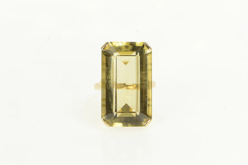 14K 41.50 Ct Smoky Quartz Cocktail Statement Ring Yellow Gold