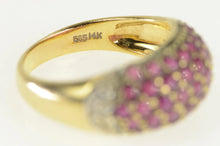 Load image into Gallery viewer, 14K Pave Ruby Encrusted Diamond Accent Domed Ring Yellow Gold
