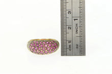 Load image into Gallery viewer, 14K Pave Ruby Encrusted Diamond Accent Domed Ring Yellow Gold