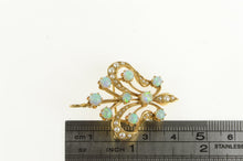 Load image into Gallery viewer, 14K Victorian Opal Seed Pearl Fleur De Lis Pendant/Pin Yellow Gold