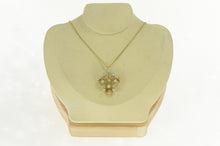 Load image into Gallery viewer, 14K Victorian Opal Seed Pearl Fleur De Lis Pendant/Pin Yellow Gold
