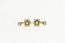Load image into Gallery viewer, 14K Victorian Opal Ornate Flower Cluster Dangle Earrings Yellow Gold