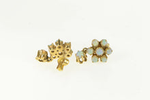 Load image into Gallery viewer, 14K Victorian Opal Ornate Flower Cluster Dangle Earrings Yellow Gold
