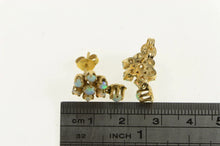 Load image into Gallery viewer, 14K Victorian Opal Ornate Flower Cluster Dangle Earrings Yellow Gold