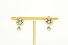 Load image into Gallery viewer, 14K Victorian Opal Ornate Flower Cluster Dangle Earrings Yellow Gold