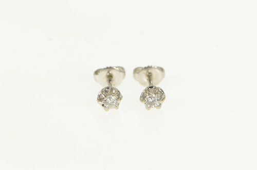 14K 0.25 Ctw 1950's Diamond Solitaire Stud Earrings White Gold