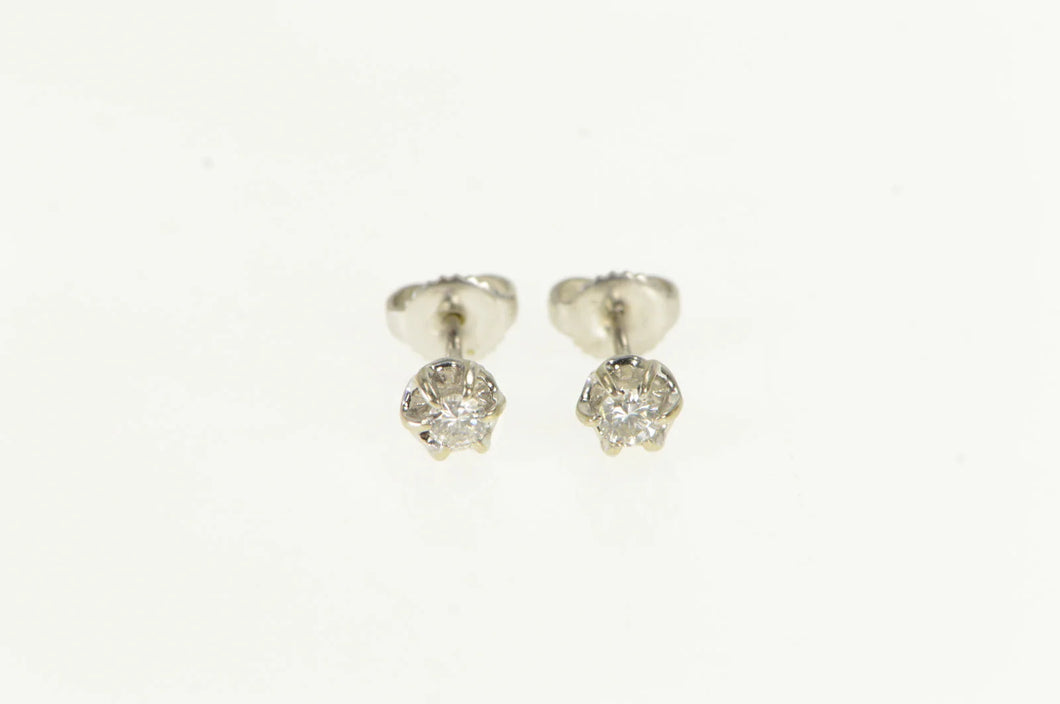 14K 0.25 Ctw 1950's Diamond Solitaire Stud Earrings White Gold