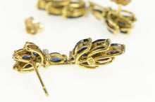 Load image into Gallery viewer, 14K Marquise Sapphire Diamond Cluster Dangle Earrings Yellow Gold