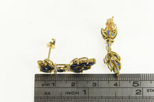 Load image into Gallery viewer, 14K Marquise Sapphire Diamond Cluster Dangle Earrings Yellow Gold