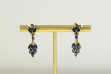 Load image into Gallery viewer, 14K Marquise Sapphire Diamond Cluster Dangle Earrings Yellow Gold