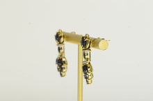 Load image into Gallery viewer, 14K Marquise Sapphire Diamond Cluster Dangle Earrings Yellow Gold