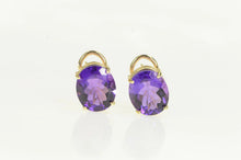 Load image into Gallery viewer, 14K Vintage Oval Natural Amethyst French Clip Earrings Yellow Gold