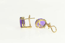 Load image into Gallery viewer, 14K Vintage Oval Natural Amethyst French Clip Earrings Yellow Gold