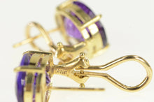 Load image into Gallery viewer, 14K Vintage Oval Natural Amethyst French Clip Earrings Yellow Gold