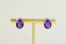 Load image into Gallery viewer, 14K Vintage Oval Natural Amethyst French Clip Earrings Yellow Gold
