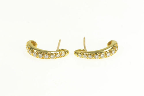 14K 0.66 Ctw Diamond Semi Hoop Curved Bar Earrings Yellow Gold