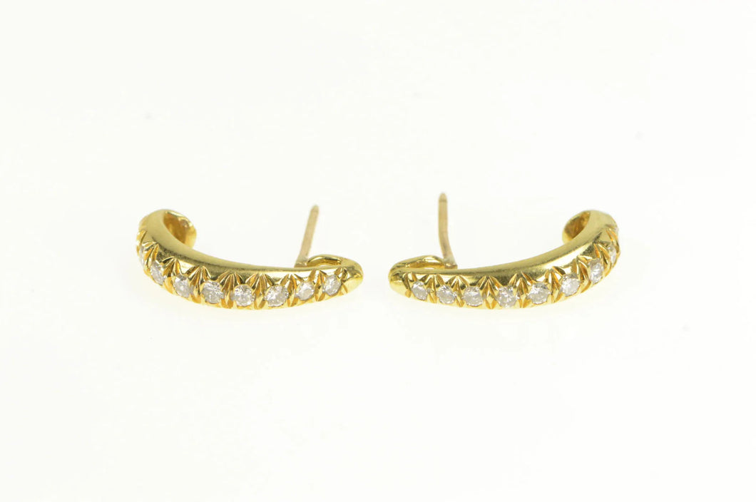 14K 0.66 Ctw Diamond Semi Hoop Curved Bar Earrings Yellow Gold