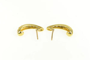 14K 0.66 Ctw Diamond Semi Hoop Curved Bar Earrings Yellow Gold