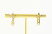 Load image into Gallery viewer, 14K 0.66 Ctw Diamond Semi Hoop Curved Bar Earrings Yellow Gold