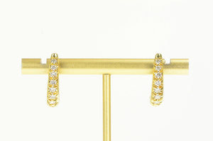 14K 0.66 Ctw Diamond Semi Hoop Curved Bar Earrings Yellow Gold