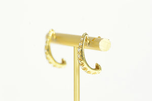 14K 0.66 Ctw Diamond Semi Hoop Curved Bar Earrings Yellow Gold