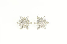 Load image into Gallery viewer, 14K 3.00 Ctw 1950&#39;s Diamond Flower Snowflake Earrings White Gold