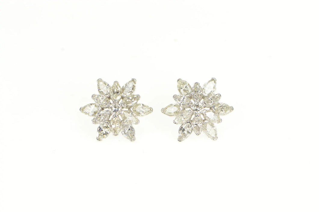14K 3.00 Ctw 1950's Diamond Flower Snowflake Earrings White Gold