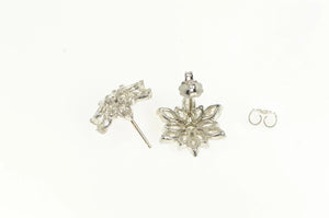 14K 3.00 Ctw 1950's Diamond Flower Snowflake Earrings White Gold